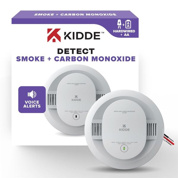 Hardwired Smoke & CO Detector with Interconnected Alarm & LED Warning Lights