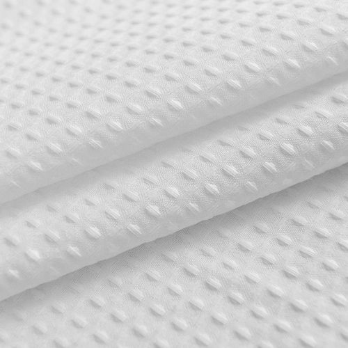 Barossa Design Stall Fabric Shower Curtain Waffle Weave 32 x 84 inches Extra Long Size, Hotel Grade, Spa, 230gsm Heavy Duty, Water Repellent, Washable, White, 32x84