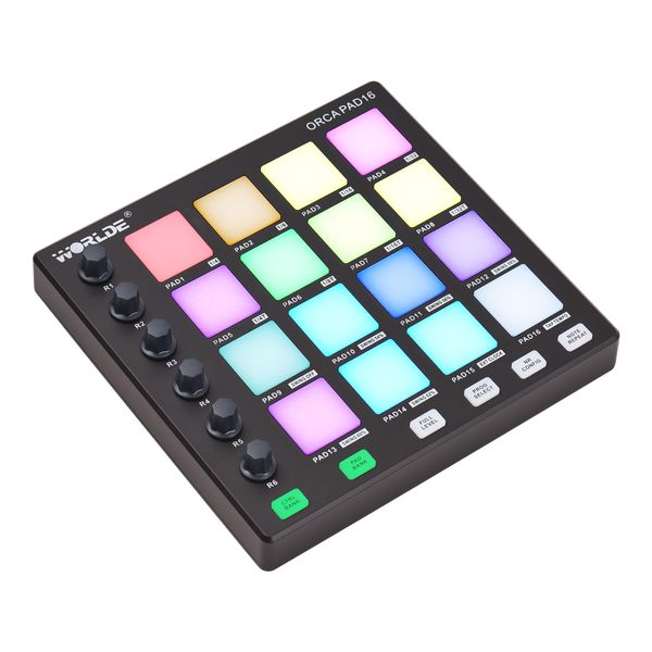 ROYHH MIDI Controller Beat Maker Machine 6 Assignable Knobs Note Repeat Full Level Buttons and Production Software Portable Mini MIDI Controller Pad USB for Beginner Music Production