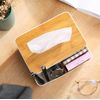 Bamboo Lid Tissue Dispenser Adjustable Makeup Storage Compartments Box Organiser