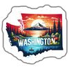 CREWSCREATIONS Multi-Surface Vinyl Sticker - 2 Count - Washington State Sunset Mountain - 5-Inch Rectangular Scenic Letter Print Sticker - 2 Pack