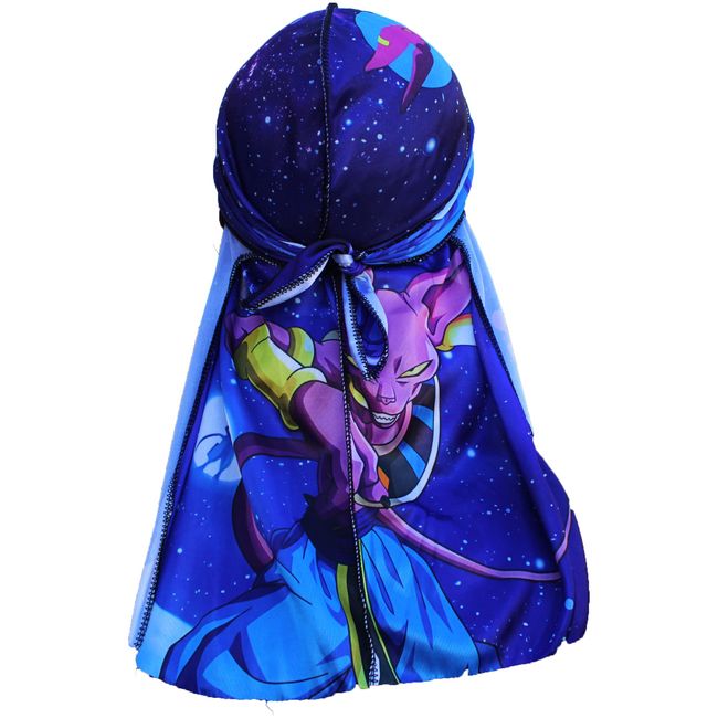 Design Durag- Anime Long Tail Silky Satin Doo Rag with Breathable and Stylish Wave Cap Design Green… (Dark Blue)