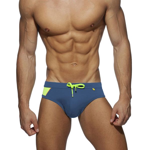 SEAUR Herren Badeslip Blau Eng Schwimmhose Kurz Badehose für Männer Sommer Swimming Swim Briefs Schnell Trocknend mit Abnehmbar Pad für Strand Pool Surf - L