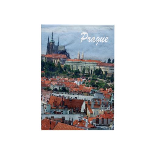 3D Rose City Skyline View-St Vitus Cathedral-Prague Castle-Czech Republic Travel Souvenir Towel, 15" x 22"
