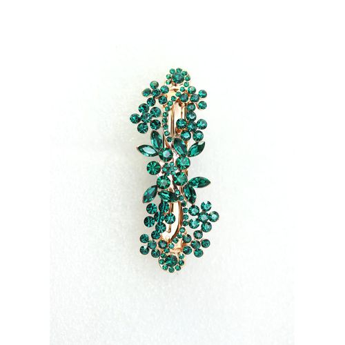 Faship Gorgeous Emerald Green Rhinestone Crystal Hair Barrette Clip