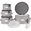 Set of 4 China Storage Cases for Dinnerware - Hard Shell and Stackable - Sizes: 