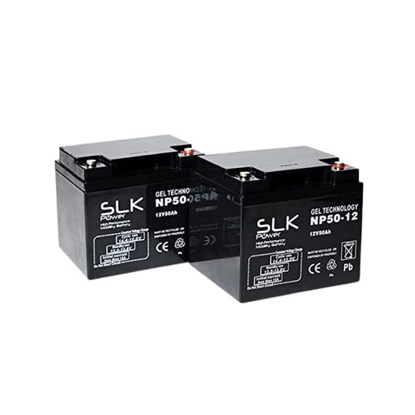 SLK Power Mobility Scooter Gel Battery Pair of 2 x 12v 50ah Reliable And long Lasting Replacement Batteries For Electric Scooters And Wheelchairs