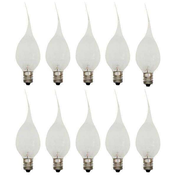 Creative Hobbies® Silicone Dipped, Country Style, Electric Candle Lamp Chandelier Light Bulbs, 7 Watt , Individually Boxed, Wholesale Pack of 10 Bulbs