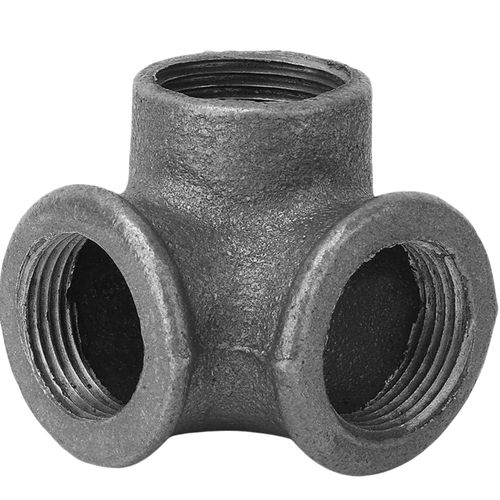 LUCASPP Black Tee fitting 90° malleable iron pipe connector 3 way side exit bend pipe connector （pack of 1） (1 inches)