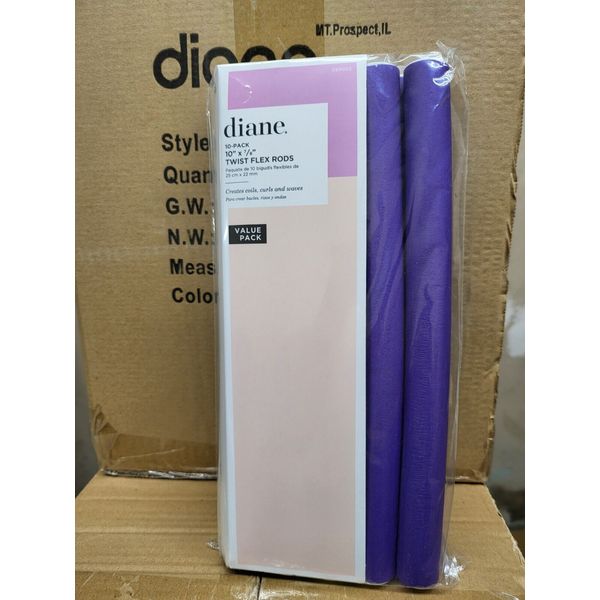 NEW Diane #DER002 Twist Flex Hair Perm Rods Purple 10" X 7/8" 10 PCS