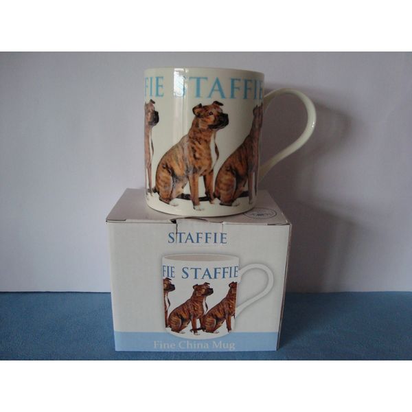 Brindle Staffie Fine China Windsor Mug - Modern Design