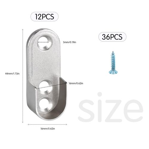 CYIOU 12 Pieces Wardrobe Rail Bracket Oval Zinc Alloy Wardrobe Hanging Pole Fittings Easy Installation and Remove for Wardrobe Cupboard Shower Curtain Rod Flange Support Bracket