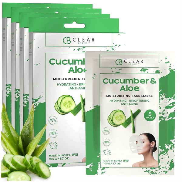 Clear Beauty Cucumber & Aloe - 4 pack Face masks