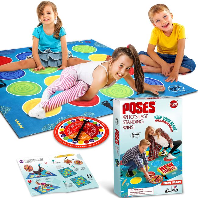 BRAINS UP Classic Twist Poses Floor Game, FunKidz Giant Mat Party Games for Kids Adults Bigger Size Family Indoor and Outdoor Activity for Boys Girls Gift