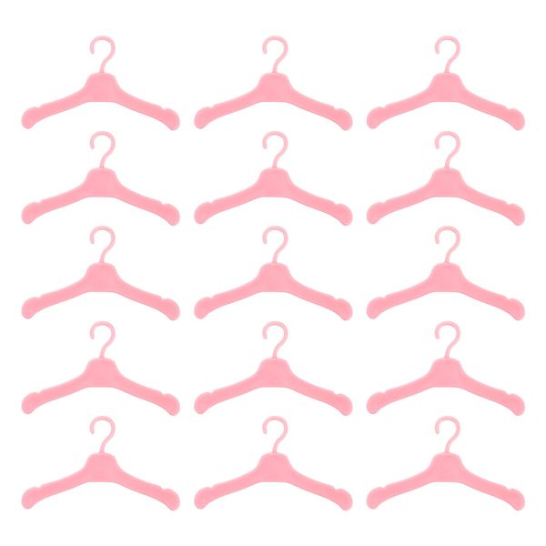 Tomaibaby 50Pcs Doll Clothes Hangers Doll Outfit Hanger Miniature Clothes Hanger Dollhouse Clothes Accessories (Pink)