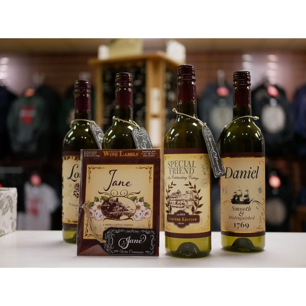 Mulberry Studios Jane Wine Label, 2 Front and Back Labels and 2 Tags