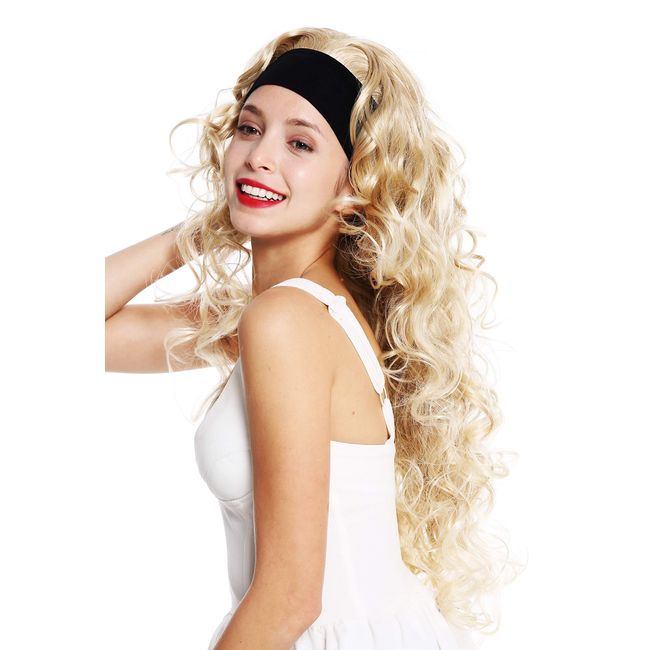 WIG ME UP - VK-27-24BT613 quality women's wig with headband long curly curls voluminous blonde highlights