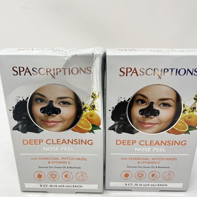 2 - Deep Cleansing Nose Peel - Charcoal, Witch Hazel & Vitamin C - 8 Pack New