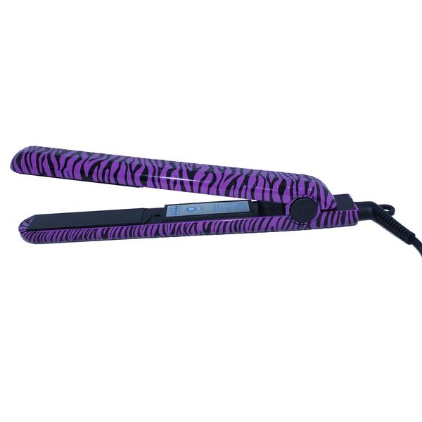 RoyalCraft Hair Straightener Iron Purple & Black Zebra Print Ceramic Professional Immediate Heat Up.