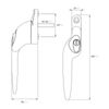 Armis Espag Cranked Window Handle - Left, Black, 40mm
