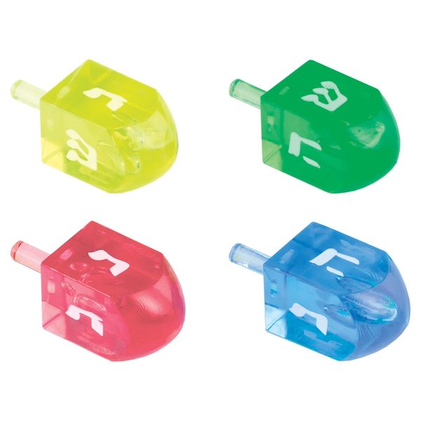 Amscan Hanukkah Plastic Dreidels | 1 x 3/4" | 4 Pcs, 2", Multicolor