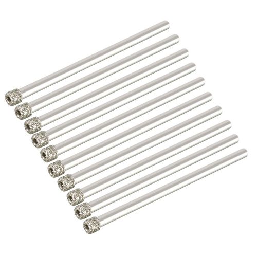 sourcingmap 10pcs 1/8"(3mm) Diamond Coated Hole Saw Drill Bits for Glass Ceramic Tile Marble Rock Porcelain Bottles Pots Brick
