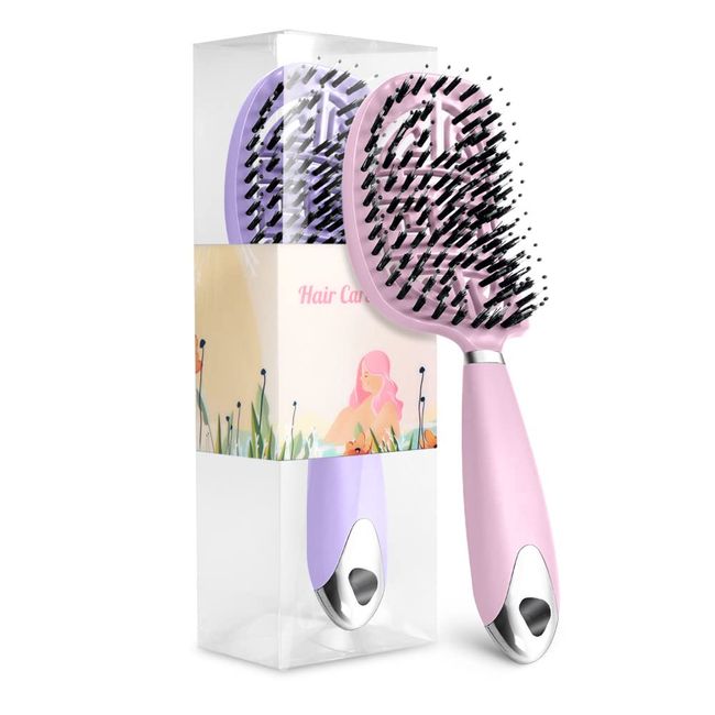 Sindax Bio Haarbürste ohne Ziepen tangle wildschweinborsten bürste Set aus 2 Anti Frizz Entwirrbürste für das tägliche Haare teezer Haarkämme Locken Lange Haare Haar Kamm