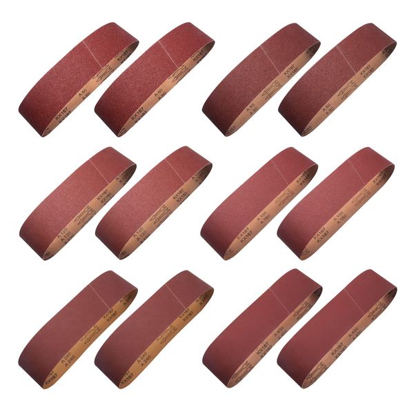 S SATC 12PCS Sanding Belts 4×36-Inch Sanding Belt Belt Sander Belt Sander Paper (2 Each of 60, 80, 120,150,240,400 Grits) Aluminum Oxide