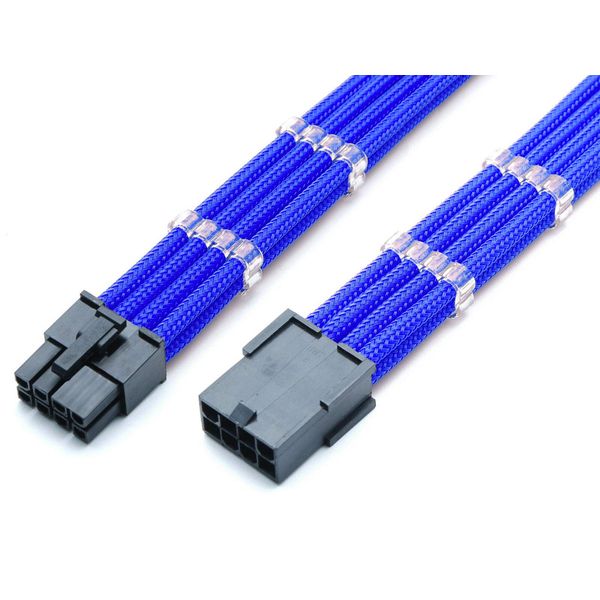 8 Pin PCIE GPU Sleeved Extension Cable 30cm + 2 Cable Combs - Shakmods (Dark Blue)