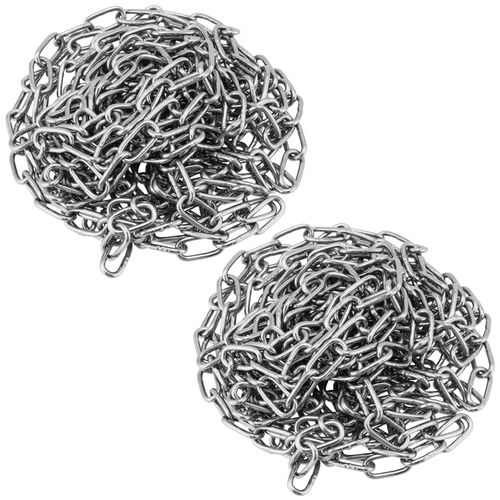 FUNSUEI 2 PCS 5/64 Inch Stainless Steel Chain, 13feet Metal Chain Link, Metal Utility Chain Hanging Chain Safety Link Chain Ring Coil Chain for Outdoor Camping, Hanging, Pulling, Towing, Silver
