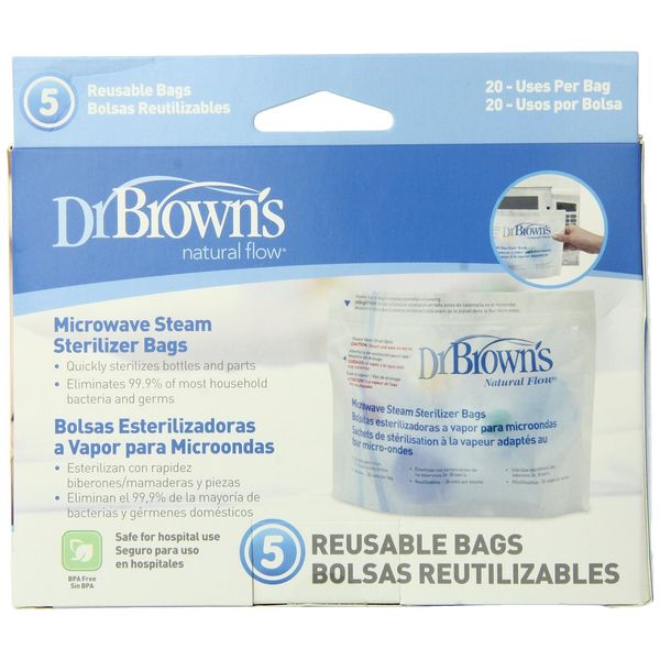 Dr. Brown`s Microwave Steam Sterilizer Bags - 2 Packs of 5 Count = 10 Bags