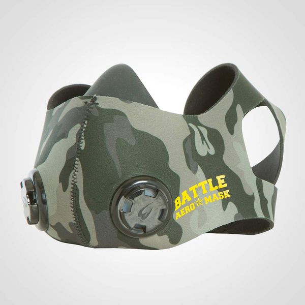 BODYMAKER BATTLE AERO MASK Camouflage TG265CF High Altitude Training Mask, Stamina, Endurance, Low Oxygen Mask, Lung Volume, Battle Aero Mask, Low Oxygen Mask, High Altitude Training, Oxygen Mask, Body Maker, Mail Order