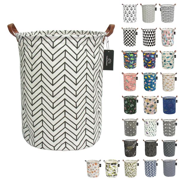 laundry baskets,bedroom hamper,kitchen organization,GodenMoninG 62.8L Waterproof Round Cotton Linen Collapsible storage basket. (THICK Flow Mark)