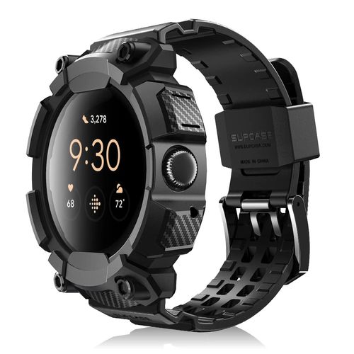SUPCASE for Google Pixel Watch 41mm Case with Band (Unicorn Beetle Pro), [Military-Grade Protection] [Anti-Scratch] Rugged Men Cover with Adjustable Strap Band for Pixel Watch 3/2/1 41mm, Black