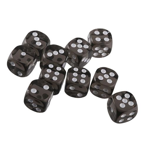 Yourandoll 10pcs Polyhedral Dice D6 Dice 6 Dice 16mm for Dungeons and Dragons, MTG, TRPG, DND Dice and More Table Games (Transparent Black)