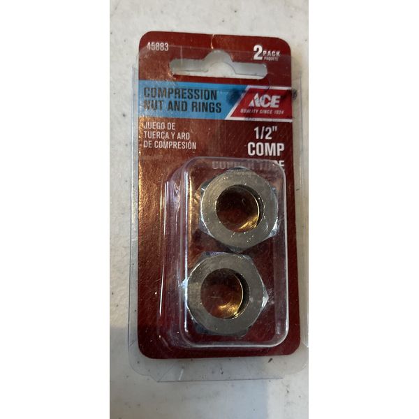 [2 Pack]ACE Compression Nuts And Rings 1/2” Compression Copper Tube #45883