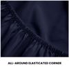 Microfiber Fitted Sheet | Deep Pocket 10 inch (25 cm) Single Fitted Sheet | Elasticated Corner Plain Navy Bedding Shrinkage & Fade Resistant - Bottom Sheet