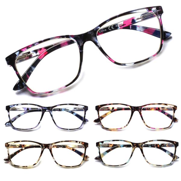 SIGVAN Ladies Reading Glasses Blue Light Blocking Spring Hinge Fashion Pattern Print Eyeglasses for Women (multicolour, 2.00)