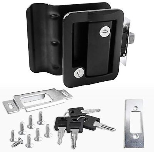 RV Travel Trailer Entry Door Lock Polar Black Paddle Deadbolt Standard,