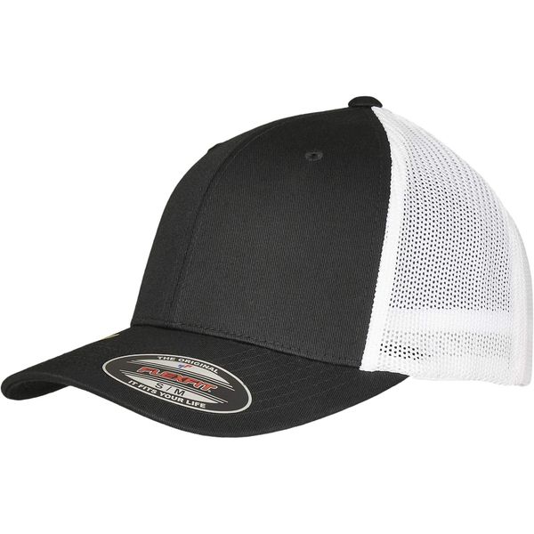 Flexfit Unisex Trucker Recycled Mesh Baseball Cap, black / white