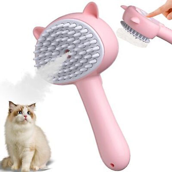 Cat Steam Brush for Shedding, 4 in 1 Steamy Cat Brush with Handle, Rubber Pet...