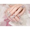 Bride Nail Handmade Nails, Rhinestone Ribbon Sparkling, Full Tip, Simple Nail Tip, Set of 24, Artificial Diamond, Double Sided Adhesive Tape, Wedding, Party, After-Party, Zircon (A36)