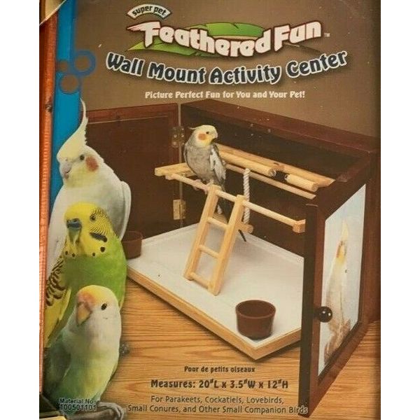 FEATHERED FUN * Wall Mount  BIRD  Activity Center * PARAKEETS  COCKATIELS  * NEW