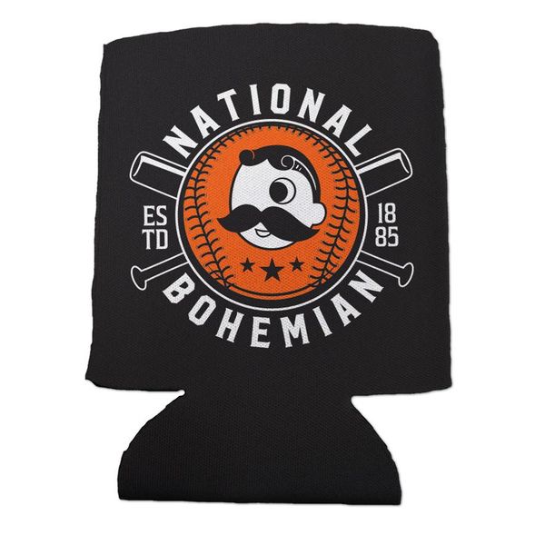 National Bohemian Baseball & Bat (Black) / Can Cooler - Black / 10/$6 Each