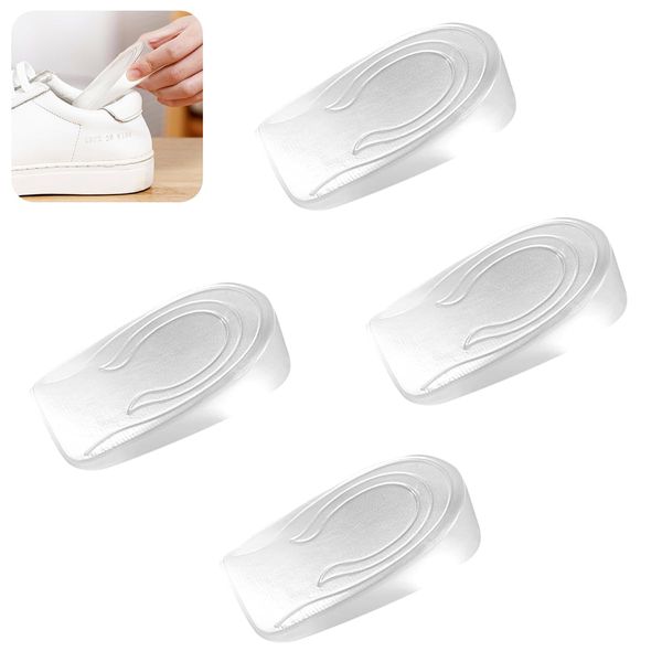 2 Paar Gel Fersenpolster Fersenkissen, 1cm Fersenkeil Achillessehne, Fersensporn Achillessehne Einlagen Gel, Transparente Height Increase Insoles, Silikon Fersenkissen Erhöhung für Männer und Frauen