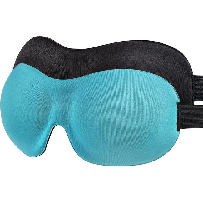 AMAZKER Sleep Mask Invisible Alar Deep Orbit 3D Eye Mask Ultra Lightweight & Comfortable Sleeping Mask for Travel, Nap, Shift Works, Black & Blue