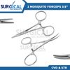 New 2Pc Set 3.5" Straight + Curved Hemostat Forceps Locking Clamps German Grade