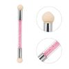 Jagowa 1 Piece Nail Art Sponge Brush Double Head Smudge Gradient Pen Washable Nail Art Tool with 4 Replacement Heads for Women Decoration DIY Nail Art (Pink)