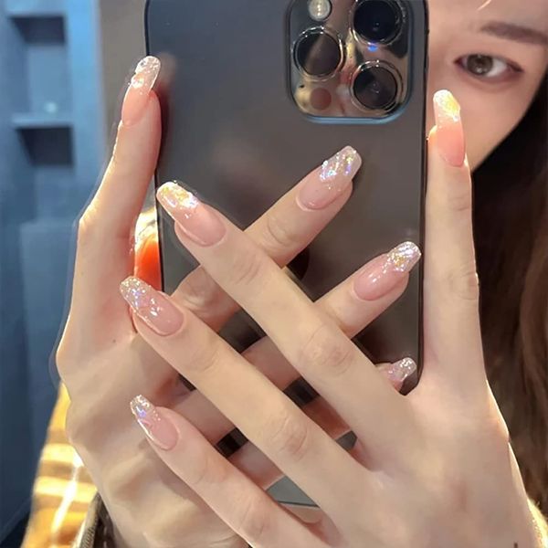 12 Size 24 Pcs Nail Tips False Nails Glitter Reusable Make You More Great For Wedding,Party,Holiday,Dating, Prom,Daily Life
