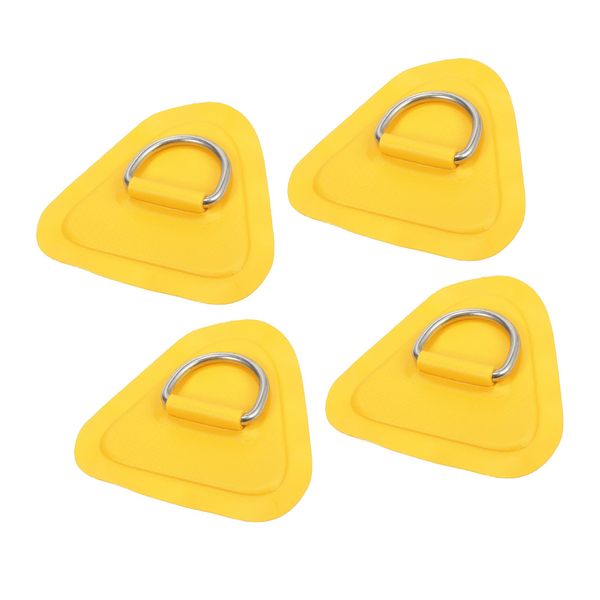 A ABSOPRO 4pcs Kayak D Ring Patch PVC Stainless Steel Triangle Shape Yellow Item Replacement